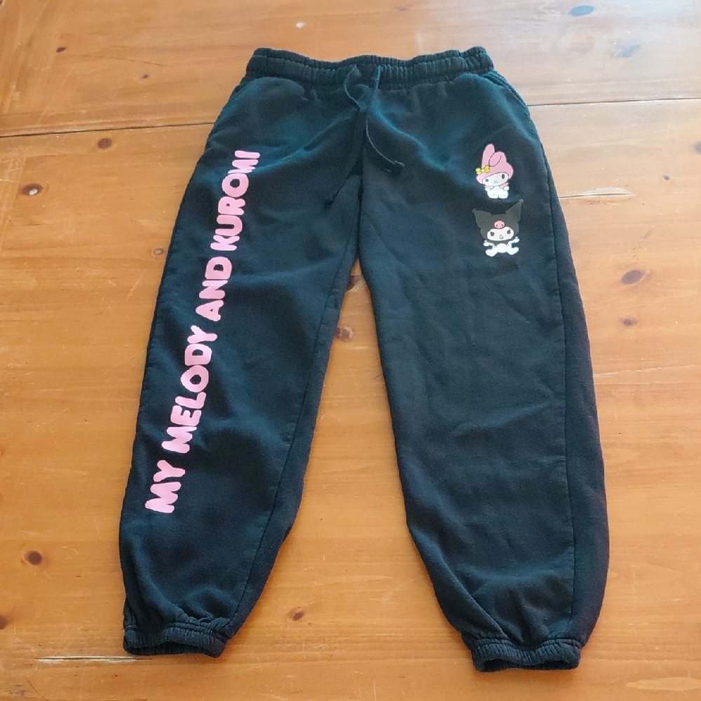 Bioworld Black Sanrio Melody Kuromi XS Jogger Sweatpants - Picture 1 of 6